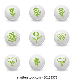 Grey balls with green icon and shadow (set 18).