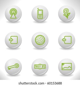 Grey balls with green icon and shadow (set 14).