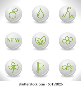 Grey balls with green icon and shadow (set 19).
