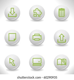 Grey balls with green icon and shadow (set 28).