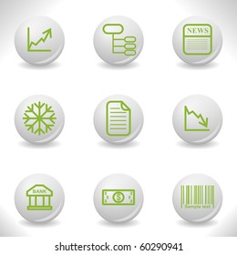 Grey balls with green icon and shadow (set 29).