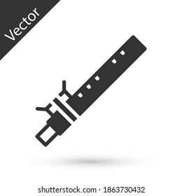 Grey Bamboo flute indian musical instrument icon isolated on white background. Vector.
