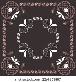 Grey bandana kerchief paisley fabric patchwork abstract vector seamless pattern.