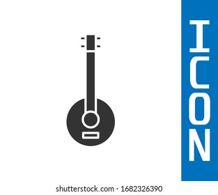 Grey Banjo icon isolated on white background. Musical instrument.  Vector Illustration