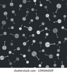 Grey Banjo icon isolated seamless pattern on black background. Musical instrument.  Vector Illustration