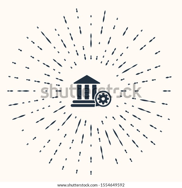 Image Vectorielle De Stock De Grey Bank Building Gear Icon Isolated