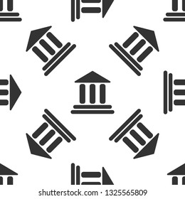 Grey Bank building icon isolated seamless pattern on white background. Vector Illustration