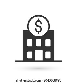Grey Bank building icon isolated on white background.  Vector