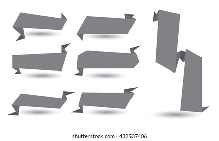 Grey Banner ribbon vector set