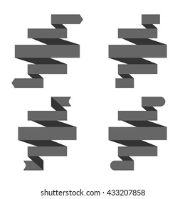 Grey banner ribbon vector set on isolated background