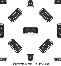 Grey Bar of soap with foam icon isolated seamless pattern on white background. Soap bar with bubbles.  Vector Illustration