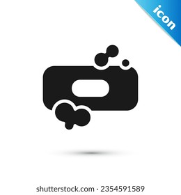 Grey Bar of soap icon isolated on white background. Soap bar with bubbles.  Vector Illustration
