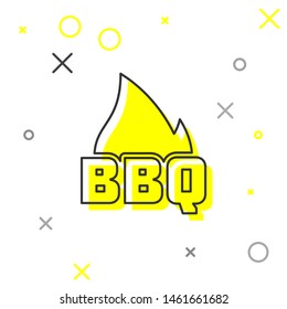 Grey Barbecue fire flame line icon isolated on white background. Heat symbol. BBQ grill party. Vector Illustration