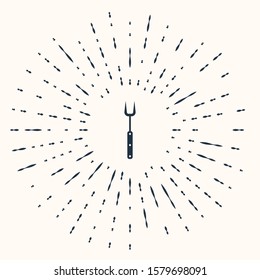 Grey Barbecue fork icon isolated on beige background. BBQ fork sign. Barbecue and grill tool. Abstract circle random dots. Vector Illustration