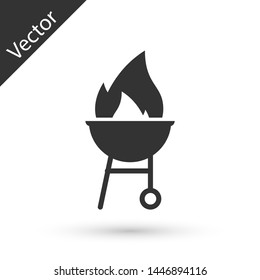 Grey Barbecue grill icon isolated on white background. BBQ grill party. Vector Illustration