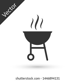 Grey Barbecue grill icon isolated on white background. BBQ grill party. Vector Illustration