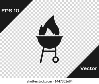 Grey Barbecue grill icon isolated on transparent background. BBQ grill party. Vector Illustration