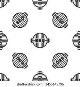 Grey Barbecue grill icon isolated seamless pattern on white background. Top view of BBQ grill. Steel grid. Vector Illustration