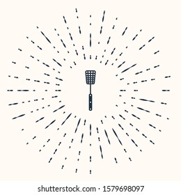 Grey Barbecue spatula icon isolated on beige background. Kitchen spatula icon. BBQ spatula sign. Barbecue and grill tool. Abstract circle random dots. Vector Illustration