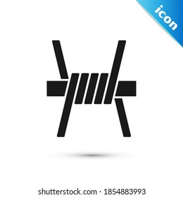 Icono de alambre de púas grises aislado en fondo blanco.  Vector