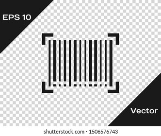 Grey Barcode icon isolated on transparent background.  Vector Illustration