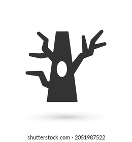 Icono de árbol gris desnudo aislado en fondo blanco.  Vector