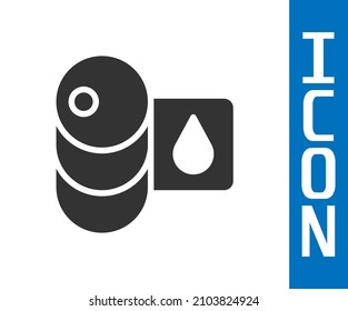 Grey Barrel oil icon isolated on white background.  Vector
