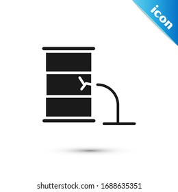 Grey Barrel oil leak icon isolated on white background.  Vector Illustration