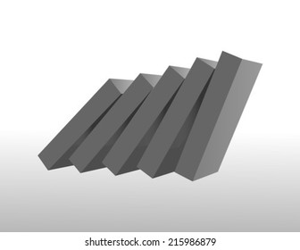 Barras cinzentas caindo sobre vetor em fundo cinza