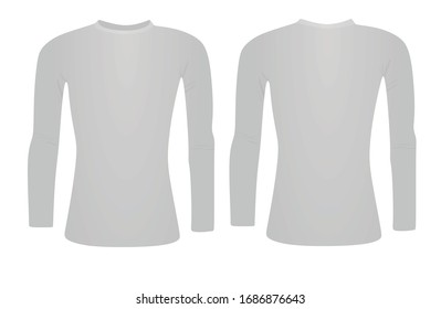 Grey  Base Layer Long Sleeve T Shirt. Vector