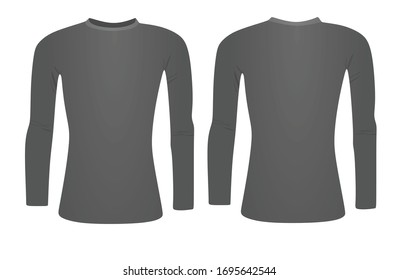 Grey  Base Layer Long Sleeve T Shirt. Vector