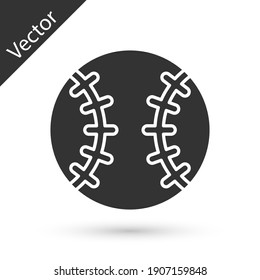Graues Baseballball-Symbol einzeln auf weißem Hintergrund. Vektorgrafik.