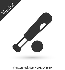 Grey Baseball bat with ball icon isolated on white background.  Vector