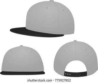 Grey baseball cap. black visor. vector illustration