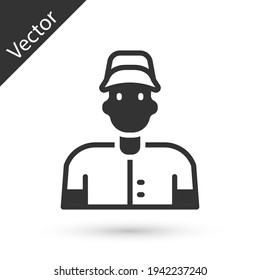 Grey Baseball player icon isolated on white background. Vector