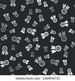 Grey Basketball award icon isolated seamless pattern on black background.  Vector Illustration