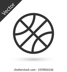 Grey Basketball ball icon isolated on white background. Sport symbol.  Vector Illustration