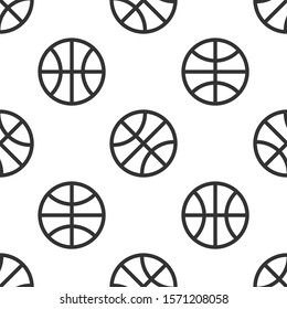Grey Basketball ball icon isolated seamless pattern on white background. Sport symbol.  Vector Illustration