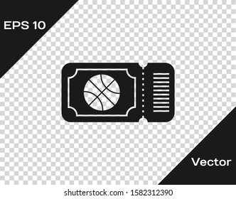 Grey Basketball game ticket icon isolated on transparent background.  Vector Illustration