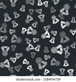 Grey Basketball medal with ribbon icon isolated seamless pattern on black background.  Vector Illustration