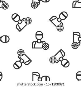 Grey Basketball player icon isolated seamless pattern on white background.  Vector Illustration