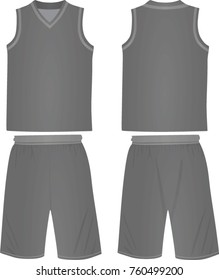 Grey basketball uniform. t shirt and shorts. vector illustration