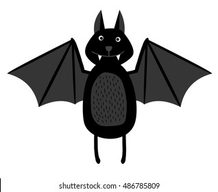 Grey bat flapping wings