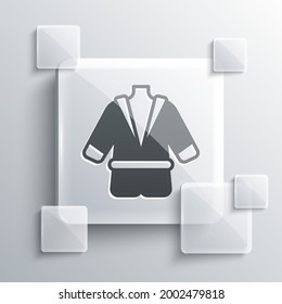 Grey Bathrobe icon isolated on grey background. Square glass panels. Vector