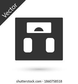 Grey Bathroom scales icon isolated on white background. Weight measure Equipment. Weight Scale fitness sport concept. Vector.