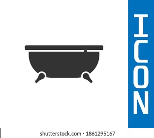 Grey Bathtub icon isolated on white background.  Vector