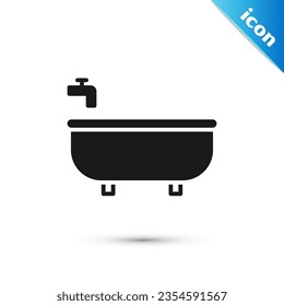 Grey Bathtub icon isolated on white background.  Vector Illustration