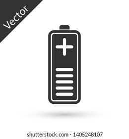 Grey Battery charge level indicator icon isolated on white background. Vector Illustration