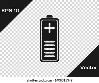 Grey Battery charge level indicator icon isolated on transparent background. Vector Illustration