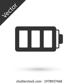 Grey Battery charge level indicator icon isolated on white background.  Vector